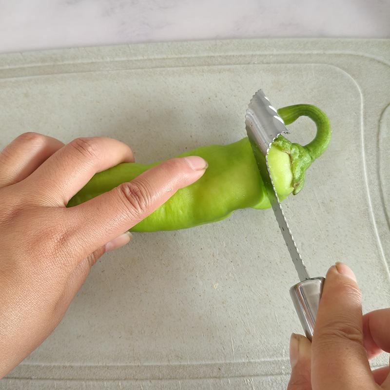 Paprikaentkerner - Edelstahl Grüner Paprikaentkerner - Entfernt Kerne und Fruchtfleisch aus Paprika - Bittermelone