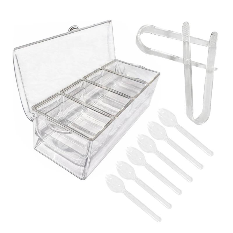 

Practical 5 Compartment Condiment Box Sturdy Plastic Spice Holder with 5 Sections for Freshness and Moisture Protect 1