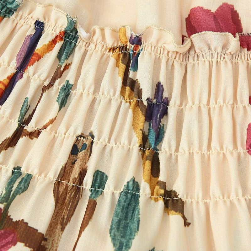 Kaslead New Women Clothes Western Style Fashion Simple Loose Pleated Print Dress