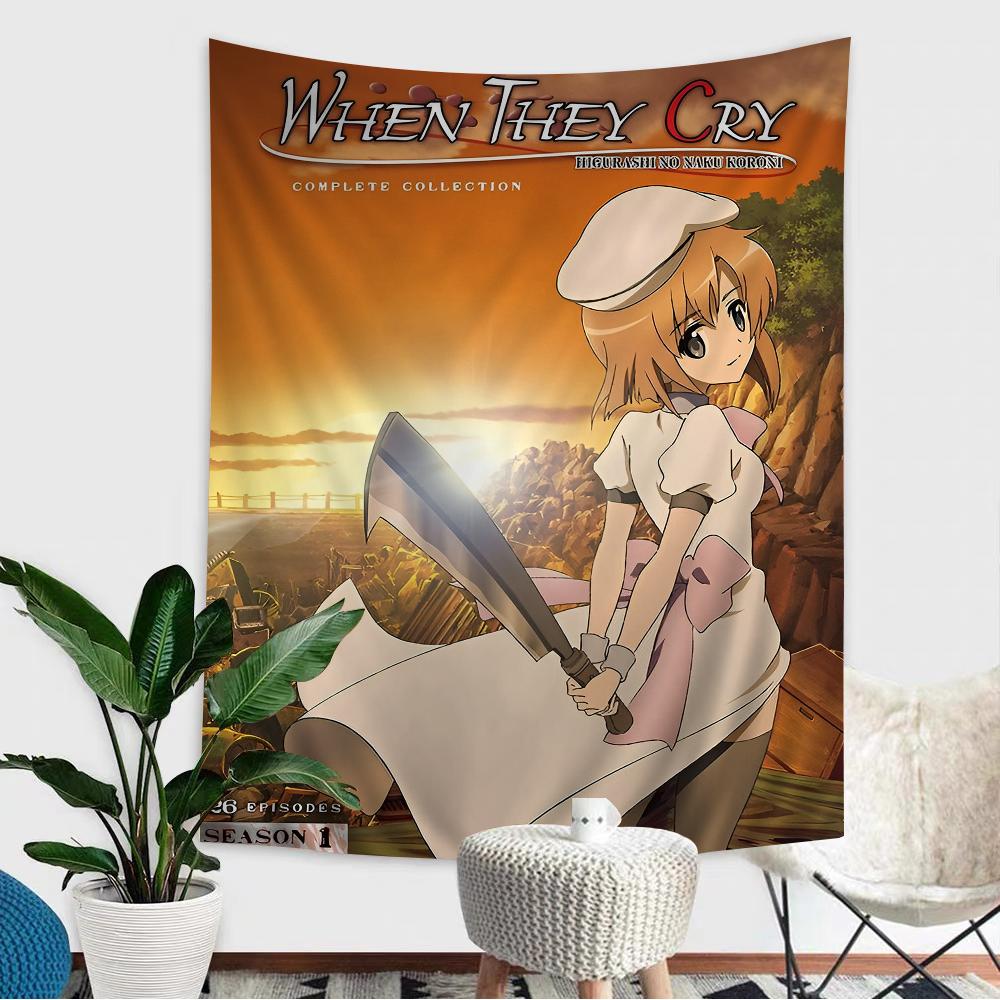 Higurashi When They Cry Telo da Parete con Grafico Arte Fantascienza Stanza Arredamento Casa Economico Hippie Appeso a Parete
