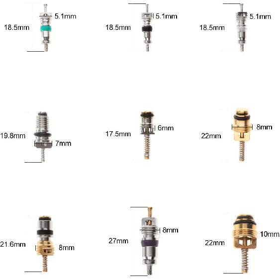 Kesoto 134pcs Assorted A/C Schrader Valves R134a Kit 11 Kinds of AC Valve Core