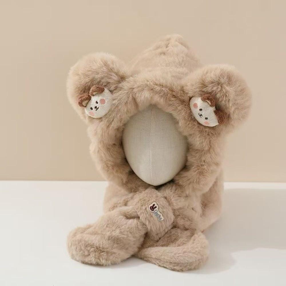 Plush Winter Baby Hat Windproof Pullover Hat New Kids Hat Hooded Scarf