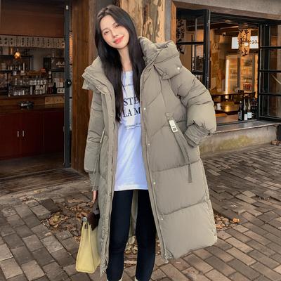 New Ladies Long Winter Thick Down Cotton-padded Jacket Hooded Thick Cotton-padded Jacket Solid Color Cotton-padded Jacket.