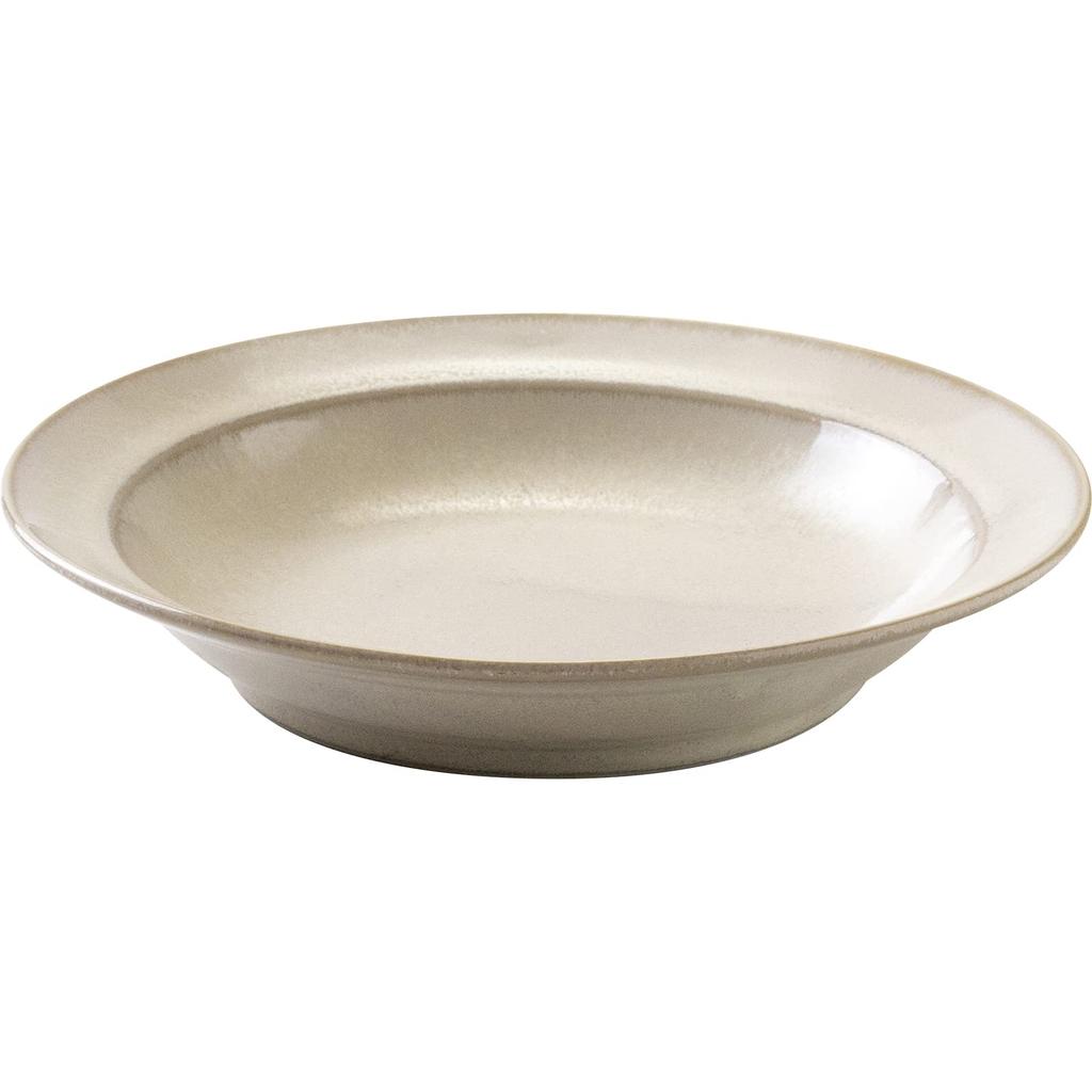 Minoru Pottery Mino Ware Curio 210 Deep Plate Beige 21.2×H4cm