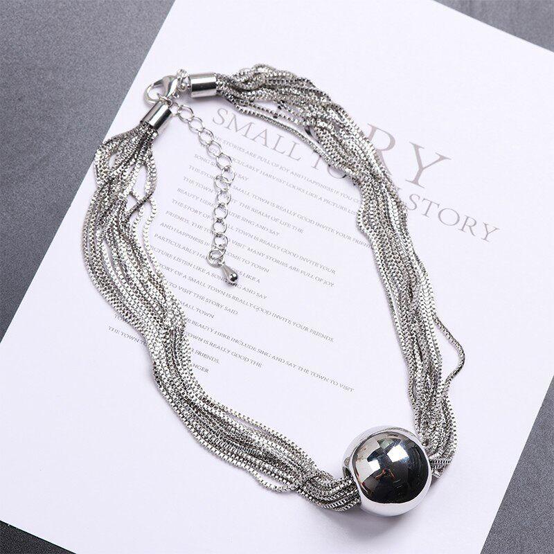 Cold Wind Exaggerated Multi-Layer Ball Pendant Snake Bone Chain Multi-Layered Gold Ball Necklace Silver