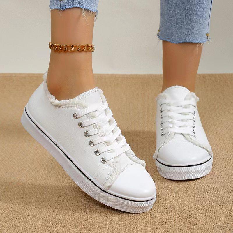 Fashion Women Canvas Shoes Fashion New Spring Autumn Sneakers Low Cut Lace-Up Women Vulcanize Shoes Woman Flats Off White Shoes Female