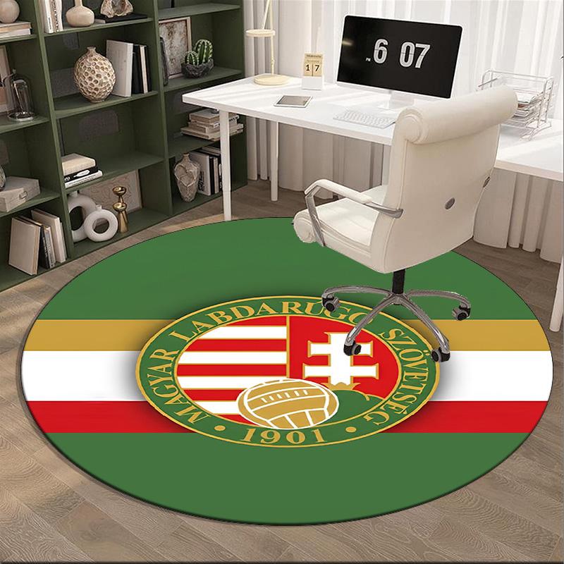 Hungarian Football Emblem Round Rug for Livingroom,Bedroom, Palyroom, Chair Rug, Area Rug, Circle Carpet, Fan Christmas Gift