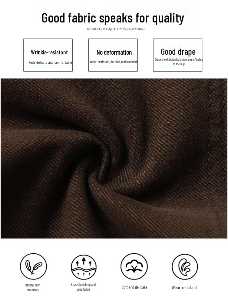 2025 Autumn Women's Retro Coffee Wide Leg Scimitar Pants - Slimming, Casual, Fashionable