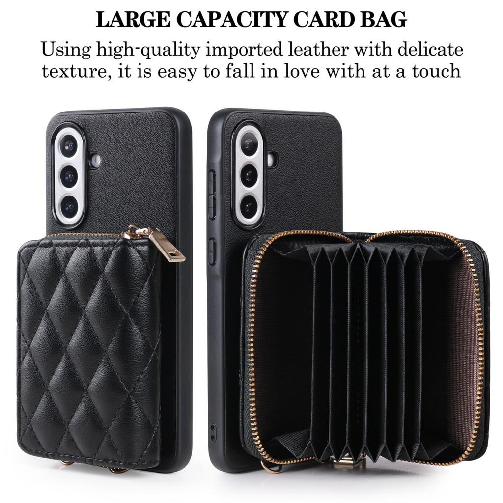 Neuer Trend Lammfellmuster PU-Leder Handyhülle für Galaxy A72 A52 A42 A54 A34 Mode Lange Hängende Kette Gitter Muster Kartenfach