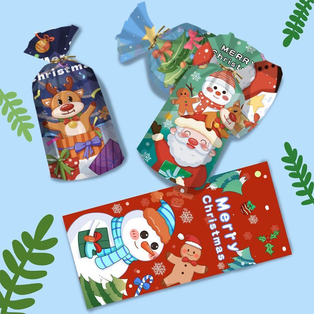 50PCS Cartoon Santa Clause Deer Christmas Gift Bag Mixed Pattern Packaging Bag  New Year