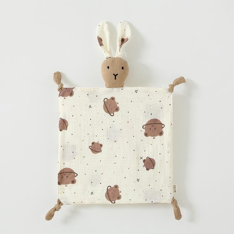 Pure Cotton Baby Comfort Toy: Rabbit Sleep Companion Crinkle Handkerchief