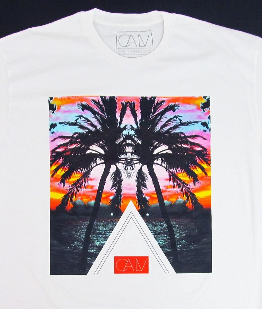 

CALIFORNIA LOVE Palm Tree Mirror T-shirt Cali Beach Tee Adult SMALL White New Unisex T-Shirt S