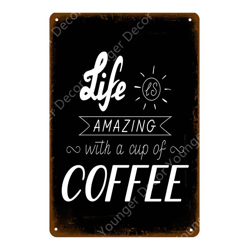 Coffee Menu Plaque Home Bar Cafe Vintage Wall Decor Art Metal Tin Signs Pub Tavern Retro Decorative Plates Metal Poster YJ177