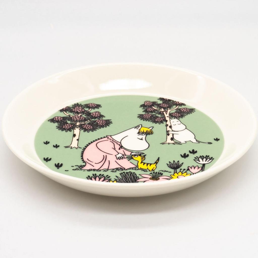 Moomin Arabia Classic Loving Care 19cm Diameter [Official Import] Plate, Green, Approx.
