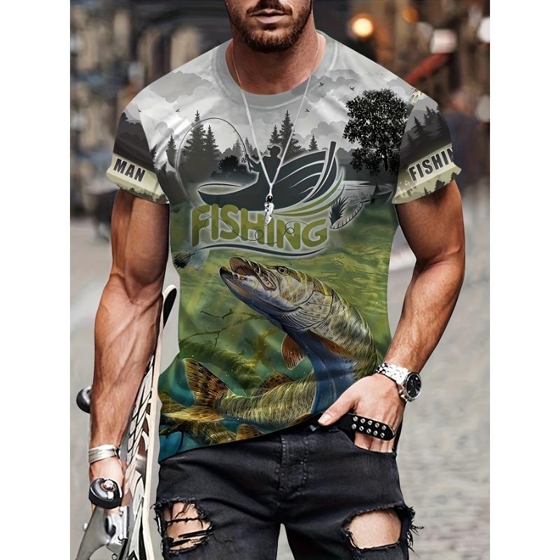Fashion 3D Carp Fishing Men T-Shirt Fashion O-Neck Short-Sleeve Oversized
