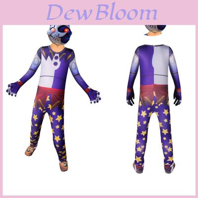 Vêtements de Cosplay de Clown Sundrop Fnaf Garçons Filles Combinaison Masque Fête Combinaison Parfait Pour Halloween Cosplay Et Fêtes