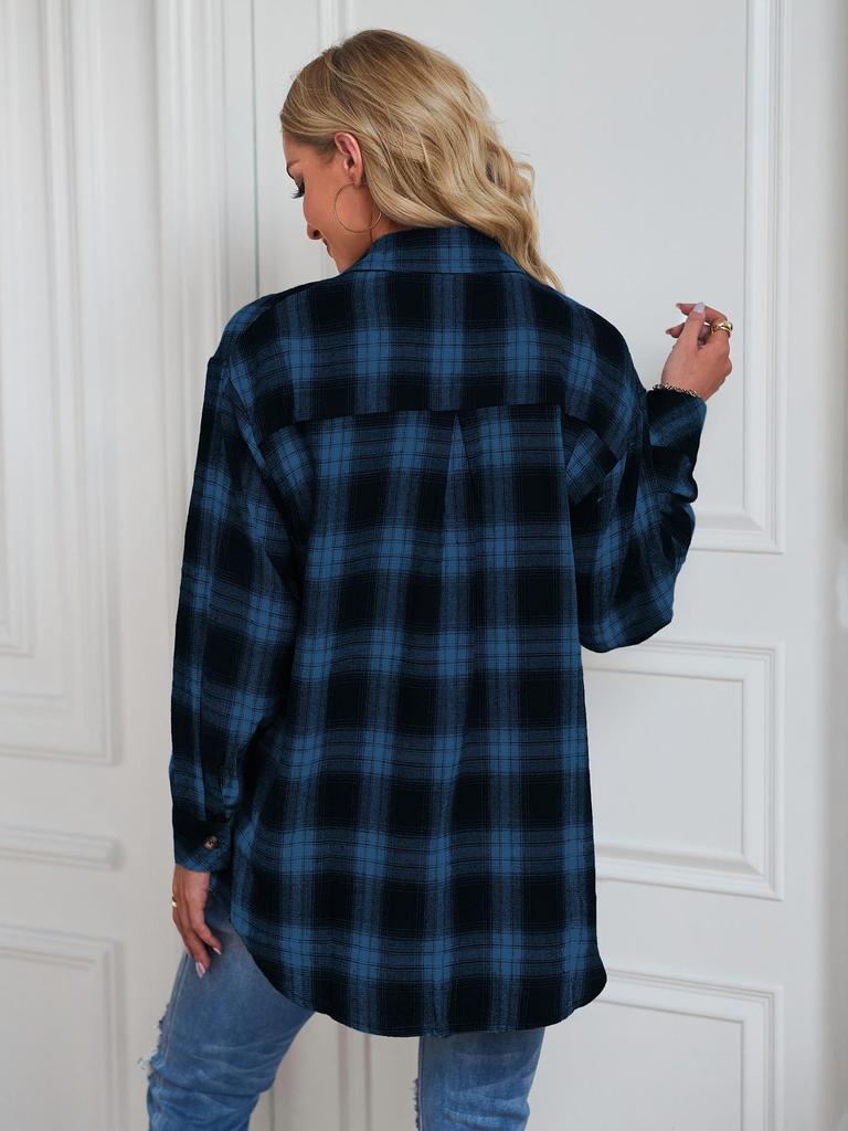 Autumn/Winter 2025 Women's Plaid Boyfriend-Style Loose Shirt