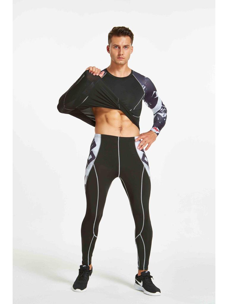 Men's European & American Long-Sleeve Quick-Dry Elastic Fitness T-Shirt