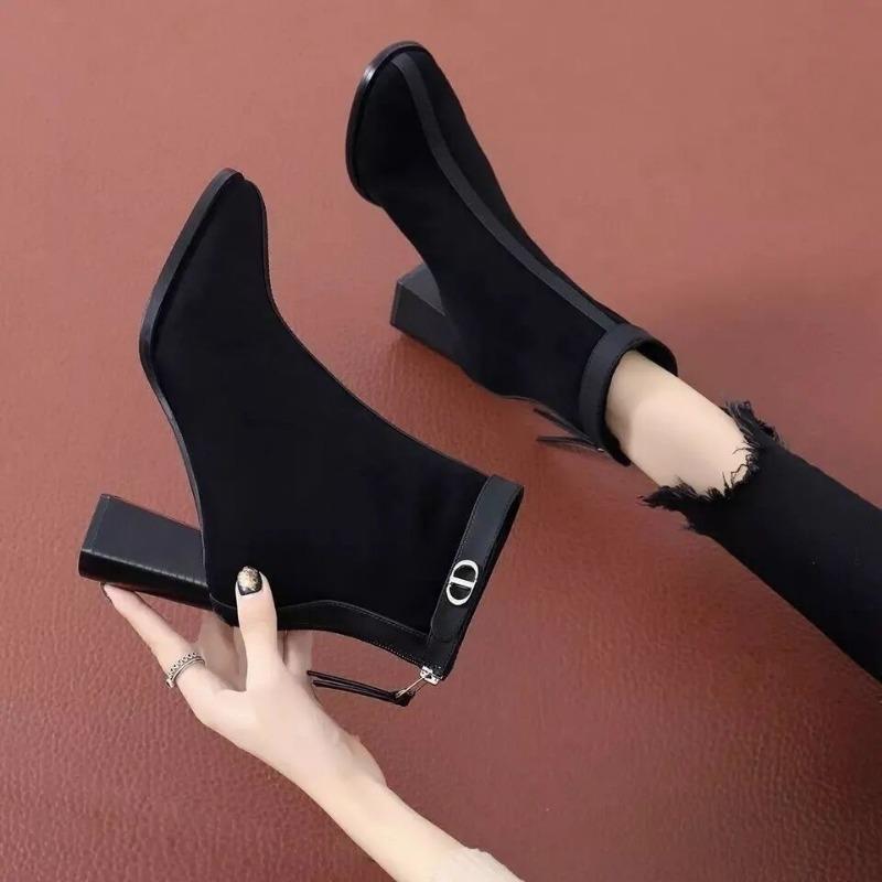 Coarse Heel Fashion Boots New Autumn Ladies Retro Versatile Style Coarse Heel High Heel Martin Boots Women