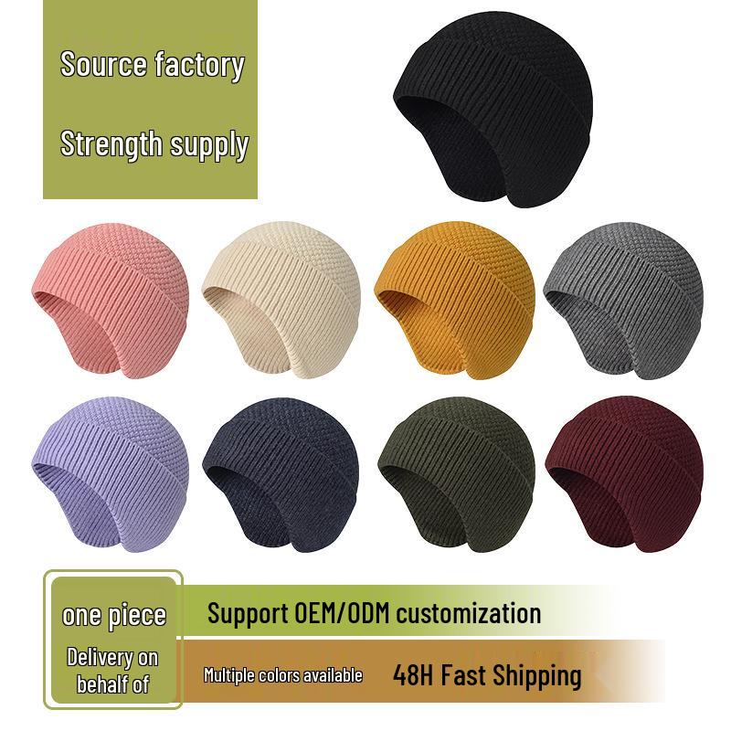 Thick Knit Wool Beanie: Winter Warm, Cold-Proof, Windproof, Ear Protection Hat for Men & Women