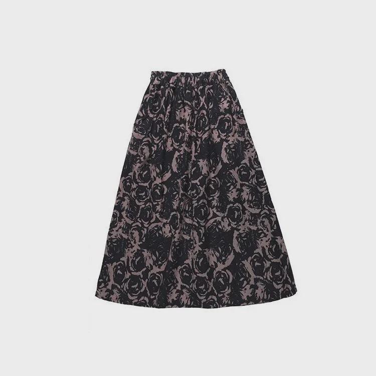 Dámská bohémská květinová áčková midi sukně z bavlny a lnu