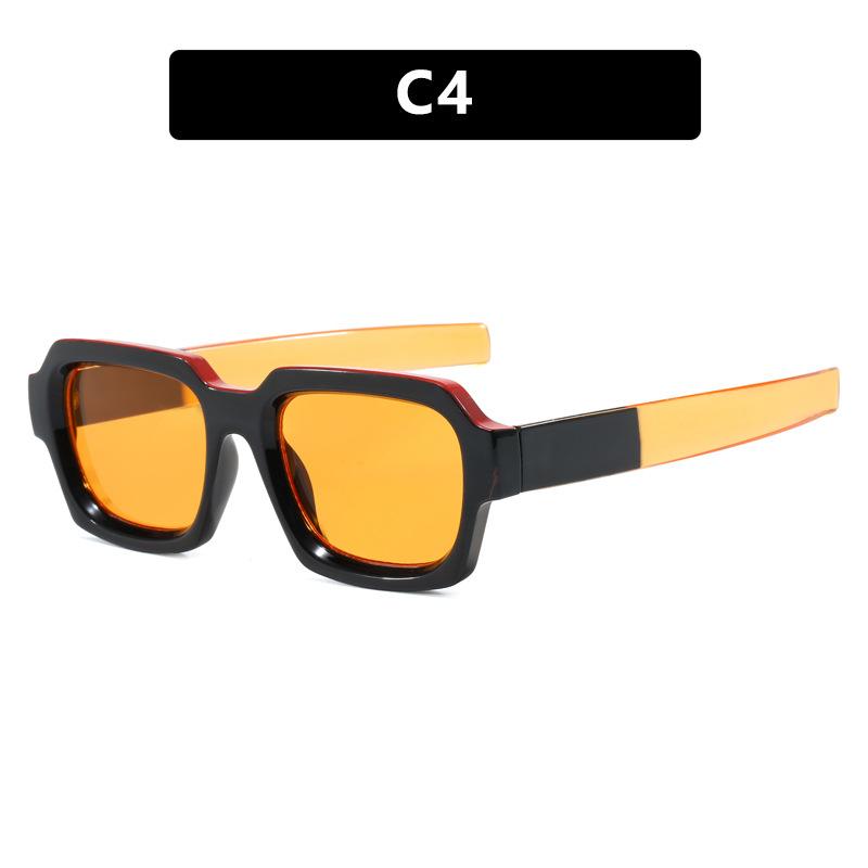 Ins Popular Fashion Square Double Color Punk Men Sunglasses Vintage Brand Designer Blue Orange Eyewear Women Shades UV400