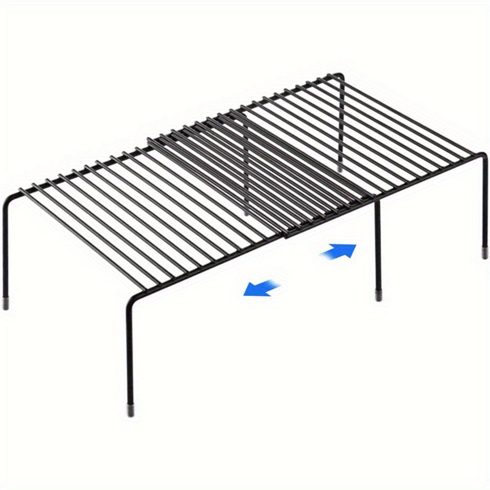 Expandable Metal Shelf, 2-Tier Space-Saving Organizer for Kitchen Countertop, Cabinet & Pantry. Sturdy & Rustproof. 1-tier