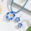 Boho Summer Floral Jewelry Set for Women Sweet Big Flower Braided Necklace Lightweight Accessory for Beach Party Gift