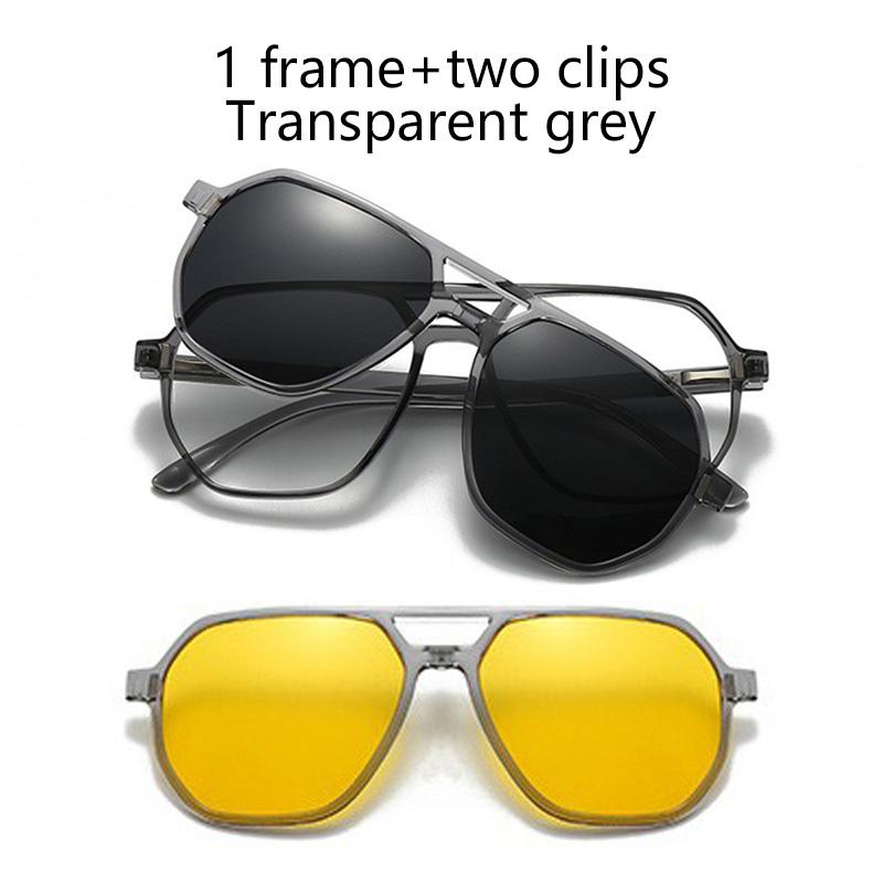 1/3 In 1 Magnetic Sunglasses Set Bright Black Night Vision Clip-on Myopia Glasses Frame Customizable
