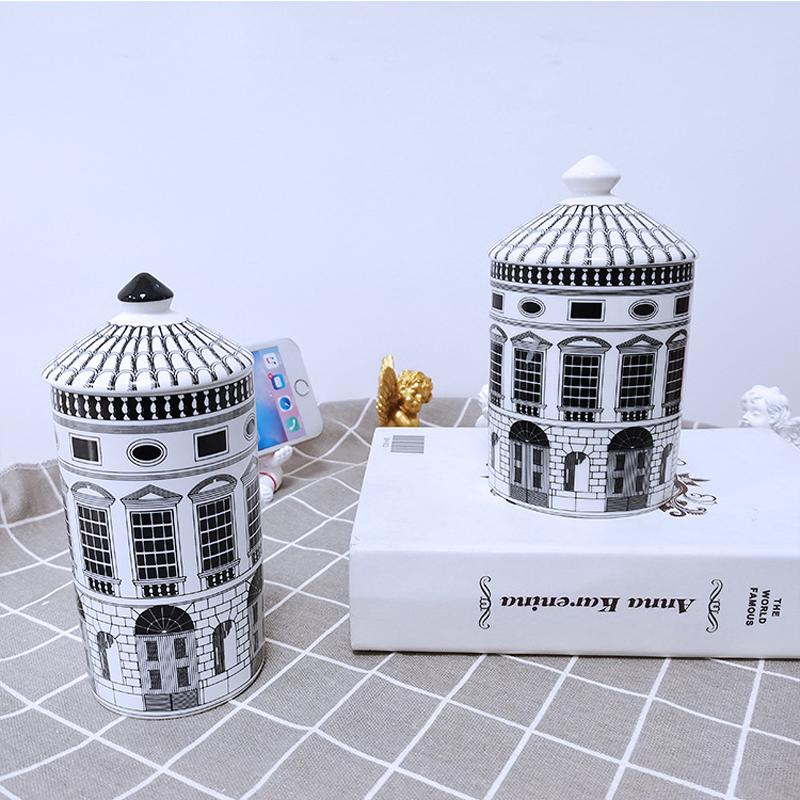 Empty Candle Holder Jars with Lid Lady Lips Sun Ceramic Decorative Jar Retro Cosmetic Jewelry Storage Small Bottle Box Ornament