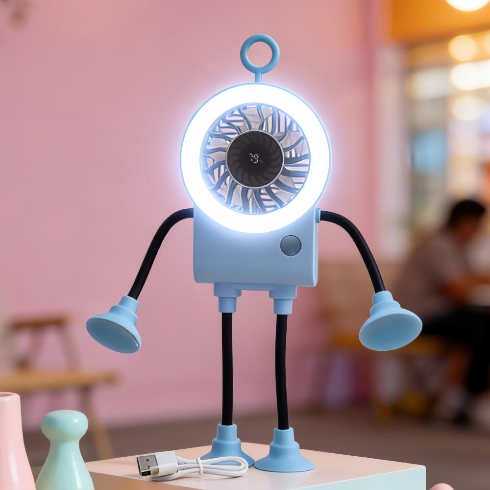 Flexible Legs Portable Handheld Fan Dual Modules Electric Fan Portable Mist Fan  Outdoor Activities синий