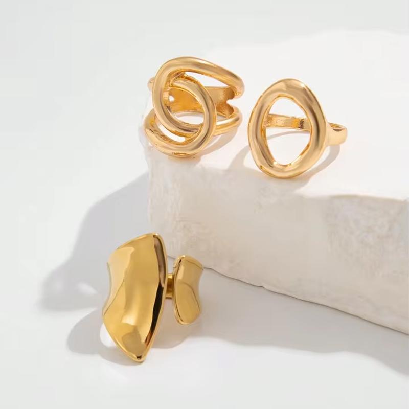 3 ks Punkové přehnané prsteny pro ženy Retro geometrické duté kulaté unikátní design Módní šperky dárky