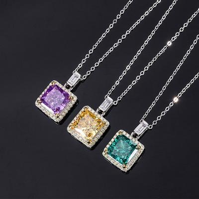 Schmuck Douyin Simulation Farbe Schatz Hochkohlenstoff Diamant Quadratischer Anhänger Stein 10 * 10