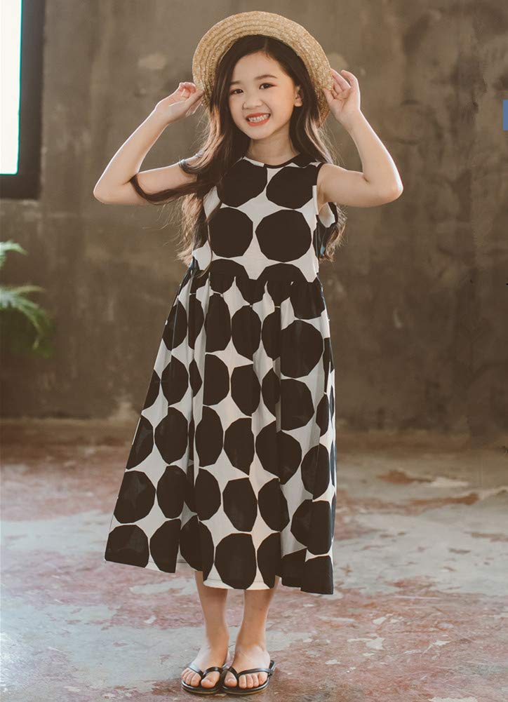 Long Sleeveless Summer Dress with Oversized Polka Maxi Simple Hawaiian Perfect for and Size 130 Biei-ya Kids' Dots, Style, Style, Casual, Resorts,