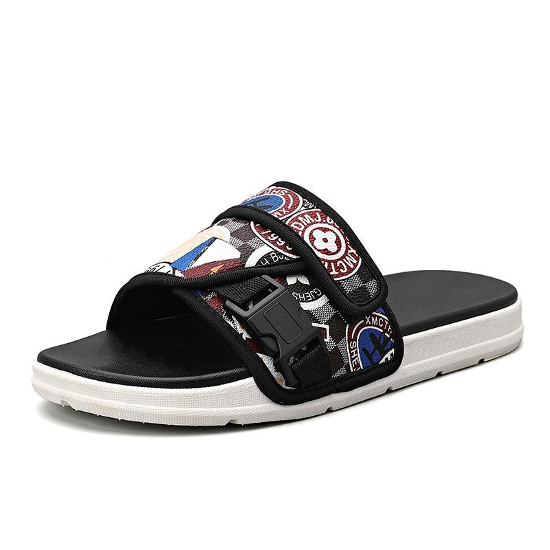 

Мужские женские сандалии большого размера на толстой подошве повседневные спортивные шлепанцы ЭВА Легкость мужская обувь граффити уличные парные пляжные туфли 45-46