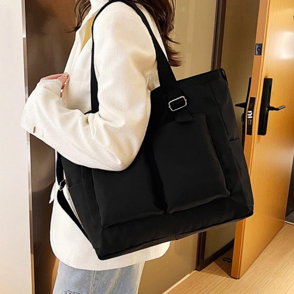 

Solid Color Canvas Tote Bag Japanese Student School Bag Retro Large Capacity Shoulder Bag Travel синий