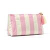 Striped PU Tassel Zipper Makeup Bag Multi Colored Striped Design Large Capacity Portable Travel Skincare Grooming Storage Bag