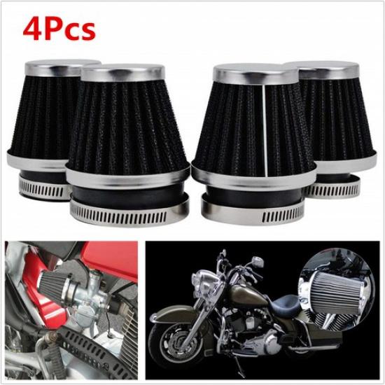 4X 42mm Universal Tapered Pod Air Filters Cleaner For Motorcycle ATV Cafe Racer