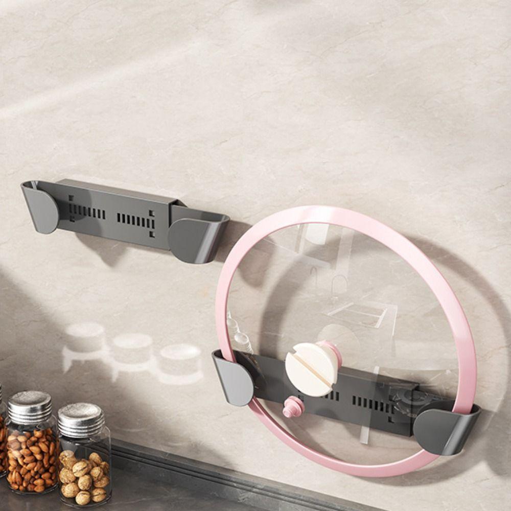 1/2 Stück Ohne Bohren Topfdeckel-Organizer Selbstklebend Dehnbar Topfdeckel-Organizer ABS Wandmontiert Pfannendeckel Topfdeckel-Halterungen