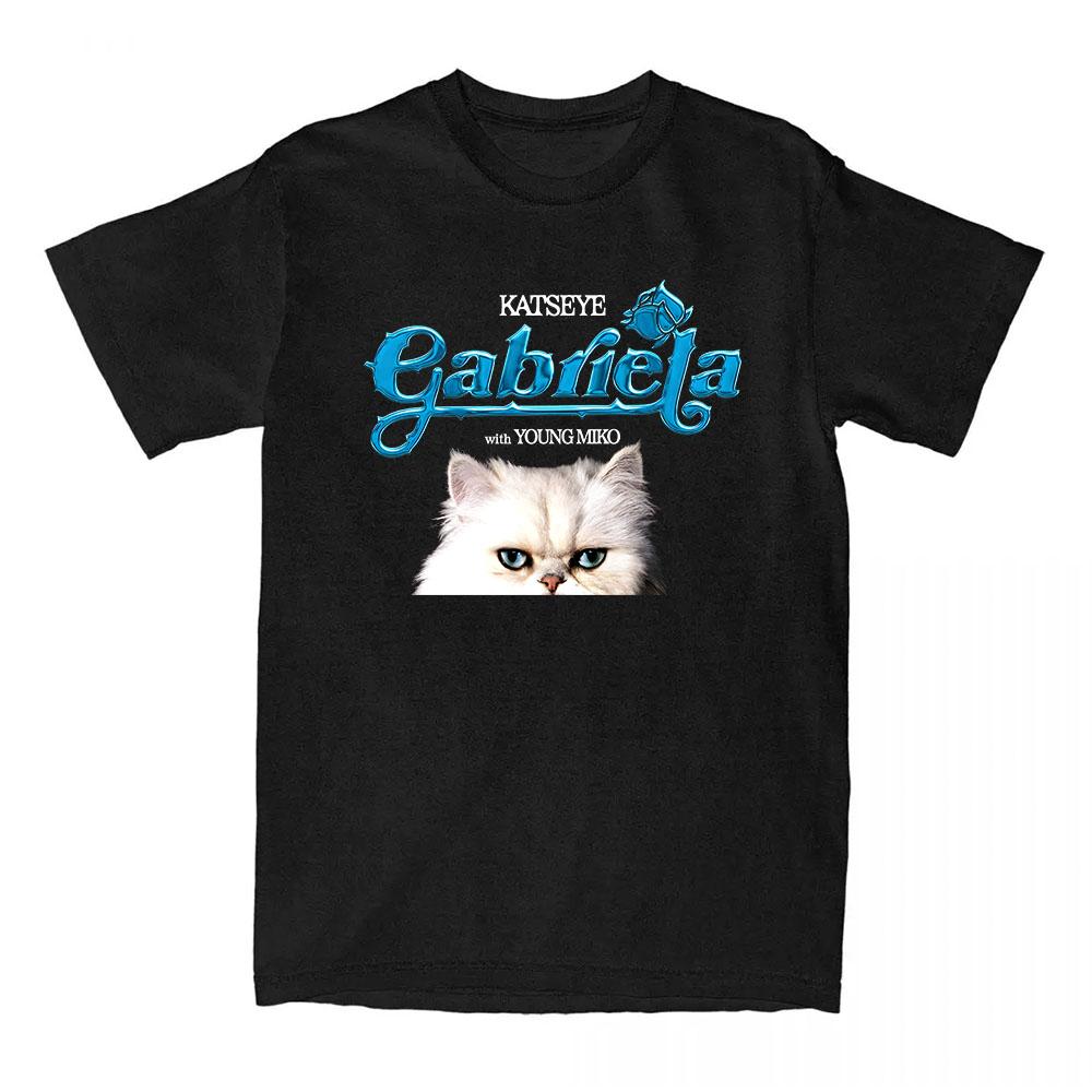 KATSEYE Gabriela Young Miko Remix T-shirt Cartoon Cat Graphic Print Tshirts Short Sleeve Fashion Women T Shirt Streetwear Unisex