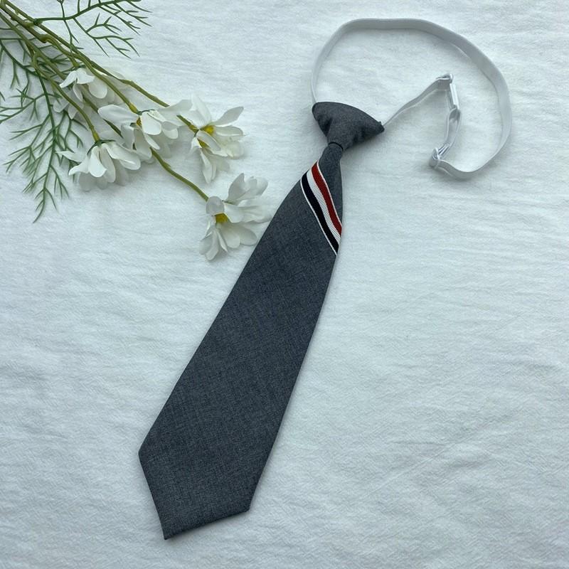 Stripe Gray Horizontal Tie Neck Flower Adults School Casual Decoration Attire