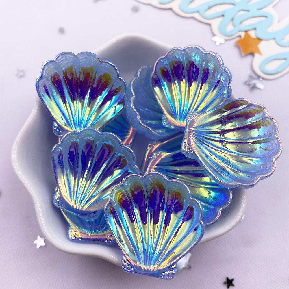 10PCS Colorful AB Resin Glitter Shells Flat Back Cabochon Stone Scrapbook DIY Bow Decor Home Figurine DIY Craft Supplies