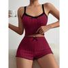 Conjunto de Pijama Feminino Novo de Malha Canelada Verão Renda Guarnição Laço Camiseta Cropped Shorts com Barra Ruffle Loungewear Roupa de Dormir Fofo Macio 2 Peças