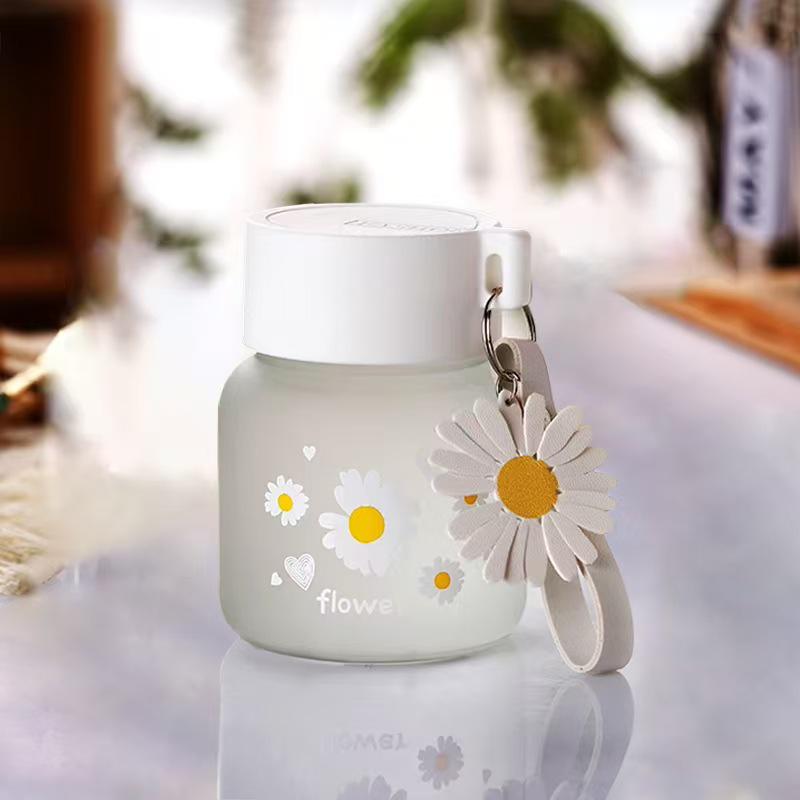 Japanese Style Mini Daisy Glass Cup for Home or Office Tea Brewing 350ml