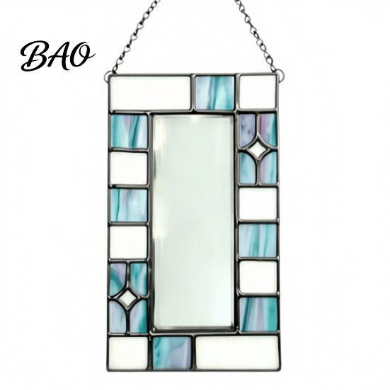Holiday Commemorative Keepsake Acrylic Photo Frame Light Catcher, Retro Stained Glass Style Hanging Home Soft Furnishing Decor Display with
