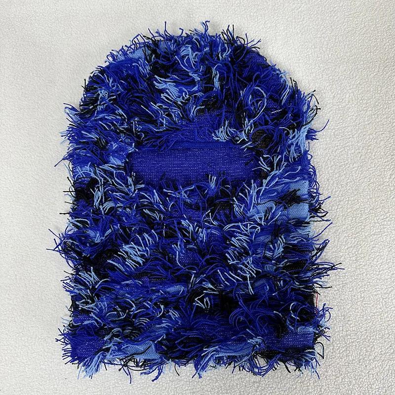 Full Face Cover Ski Mask Hat Balaclava Distressed Knitted Beanie Camouflage Men Hat Women Winter Warm Windproof Bicycle Neck Hat