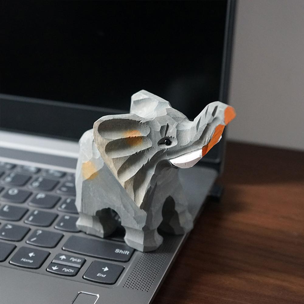 

Hand Carved Wooden Elephant Statue Figurine Hand Painted Home Decor Lucky Feng Shui Sculpture Craft Ornament Desk Home Decor светло-серый