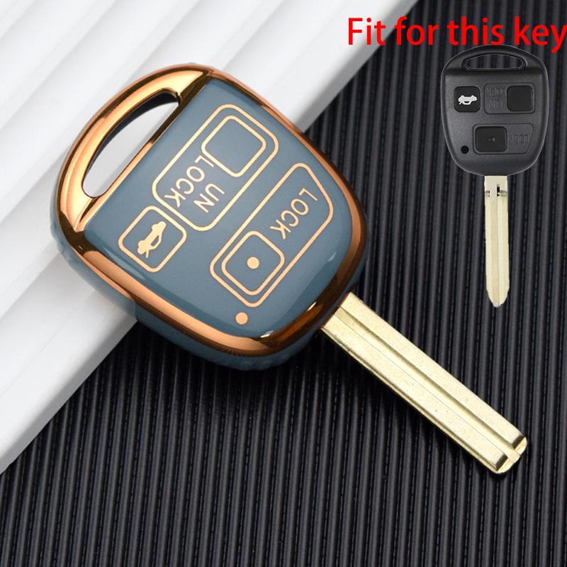 Bilnyckelfodral med 2 3-knappars skalskydd för Lexus RX 330 Is200 för Toyota Avensis Yaris Camry 30 RAV4 Land Cruiser 120 Prado Corolla Land Cruiser