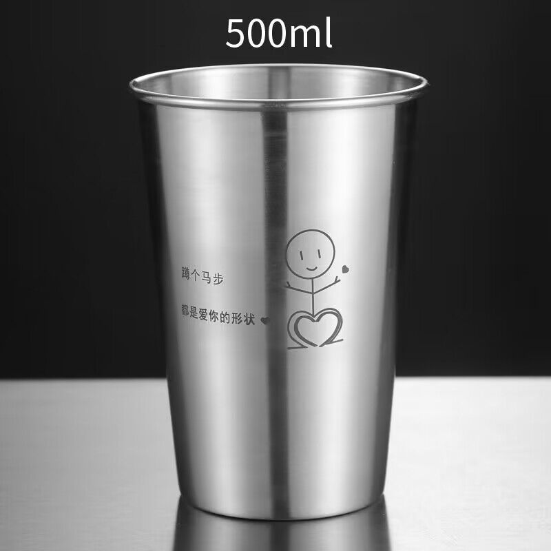 Stainless Steel Beer Wine Cup Portable Silver Beer Tumbler Cocktail Juice Milk Cup Metal Drinking Mug For Bar Outdoor Drinkware