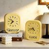 Cream Square Pendulum Clock Ornament Modern Desktop Clock Home Decor Silent Clock Student Bedroom Decoration Gift for Friends